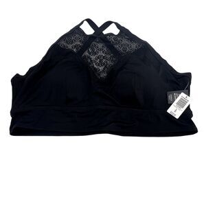 TORRID Womens Plus Size 5 5X Black Bikini Top Swimsuit Crochet Hi Neck NWT